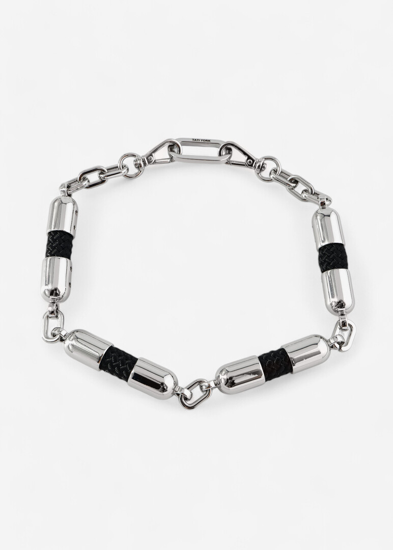 TATI YORK Mana Neck Black Silver Chain Necklace