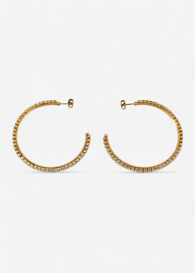 gold-tone white cubic zirconia hoop earrings DESIDERI