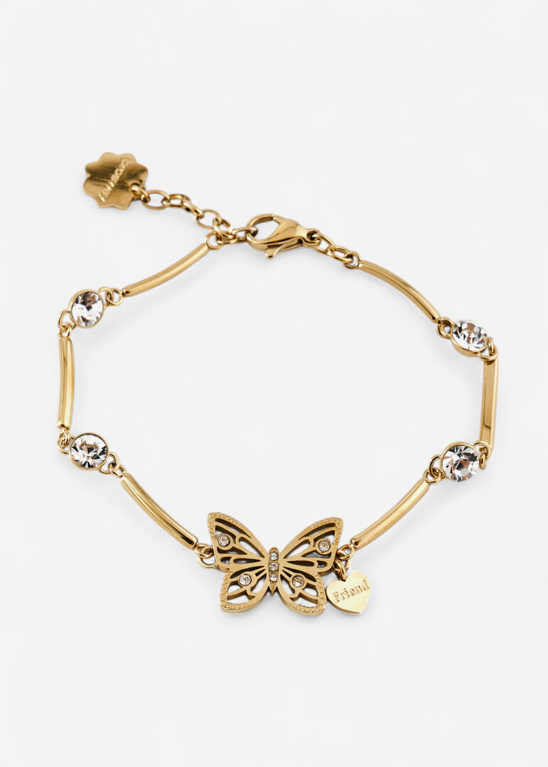 Golden crystal bracelet with CHAKRA butterfly