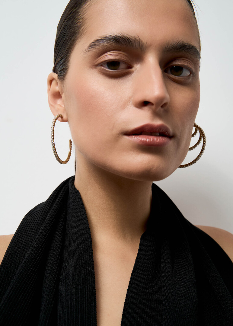 gold-tone white cubic zirconia hoop earrings DESIDERI