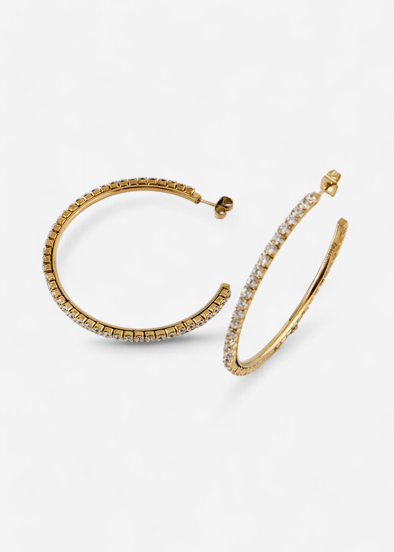 gold-tone white cubic zirconia hoop earrings DESIDERI