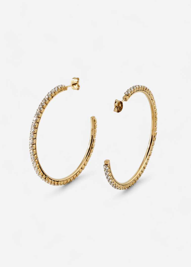 gold-tone white cubic zirconia hoop earrings DESIDERI
