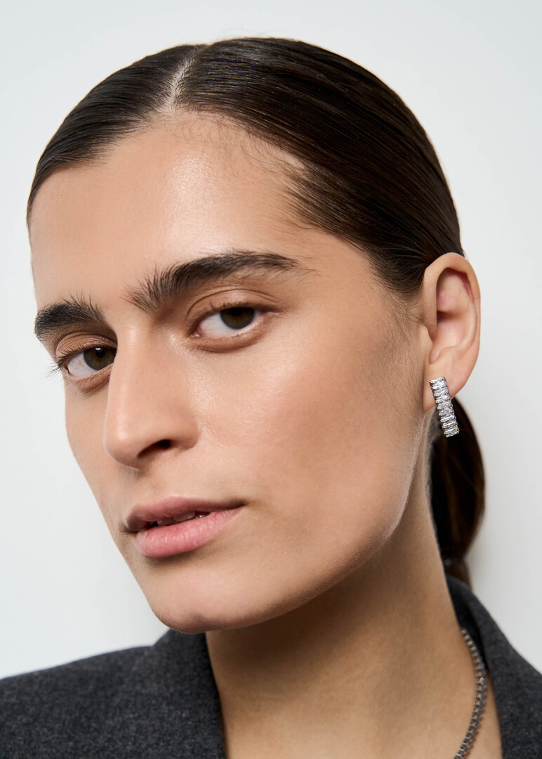 silver-tone white cubic zirconia earrings DESIDERI