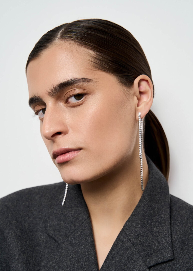 silver-tone white cubic zirconia earrings DESIDERI