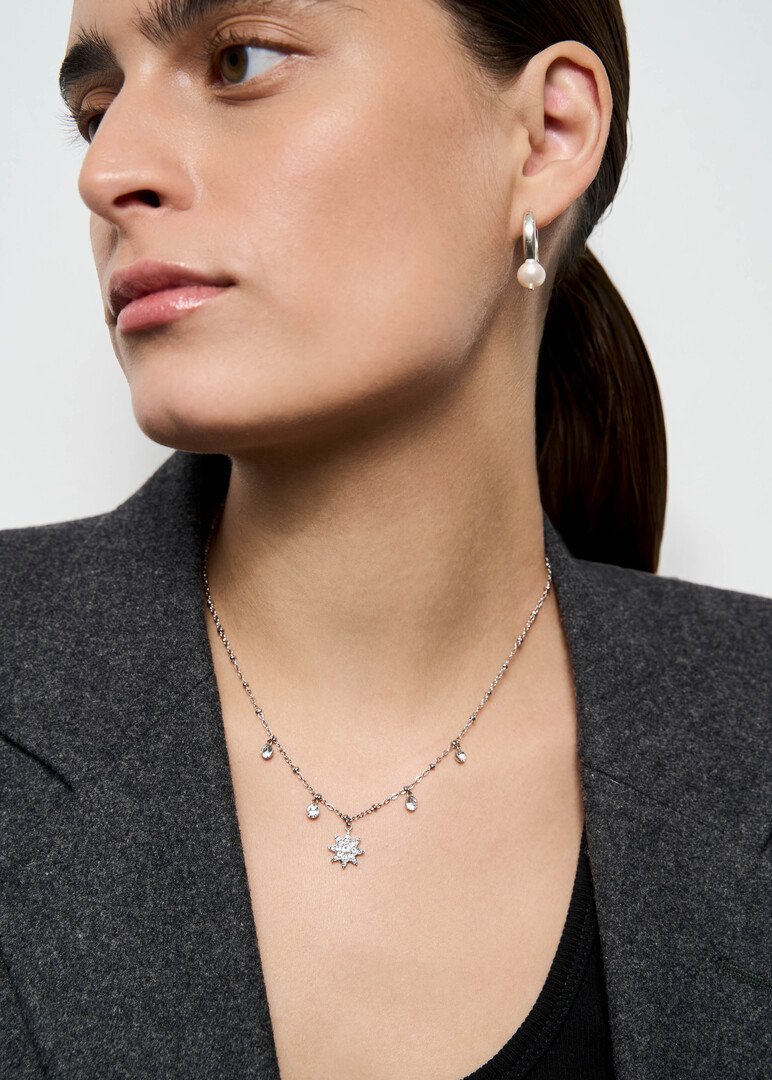 Silver necklace with NECKLACE CHAKRA crystals