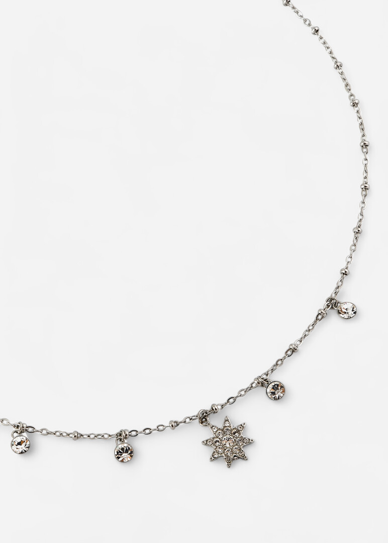Silver necklace with NECKLACE CHAKRA crystals