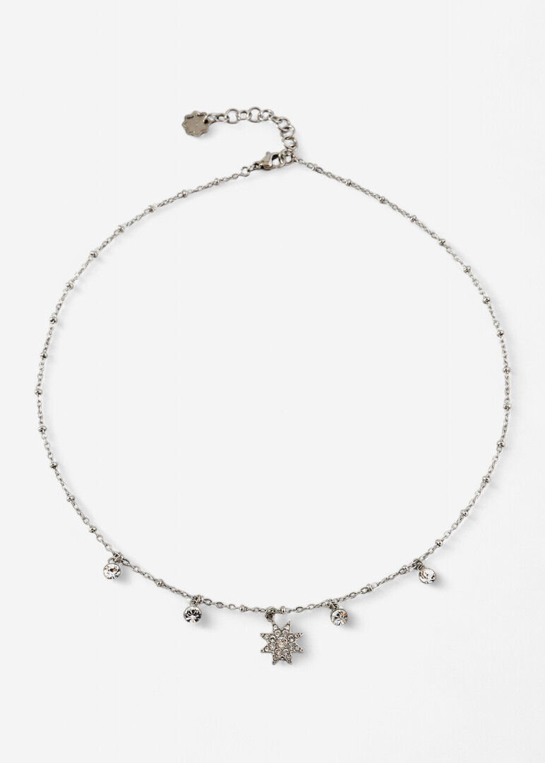 Silver necklace with NECKLACE CHAKRA crystals