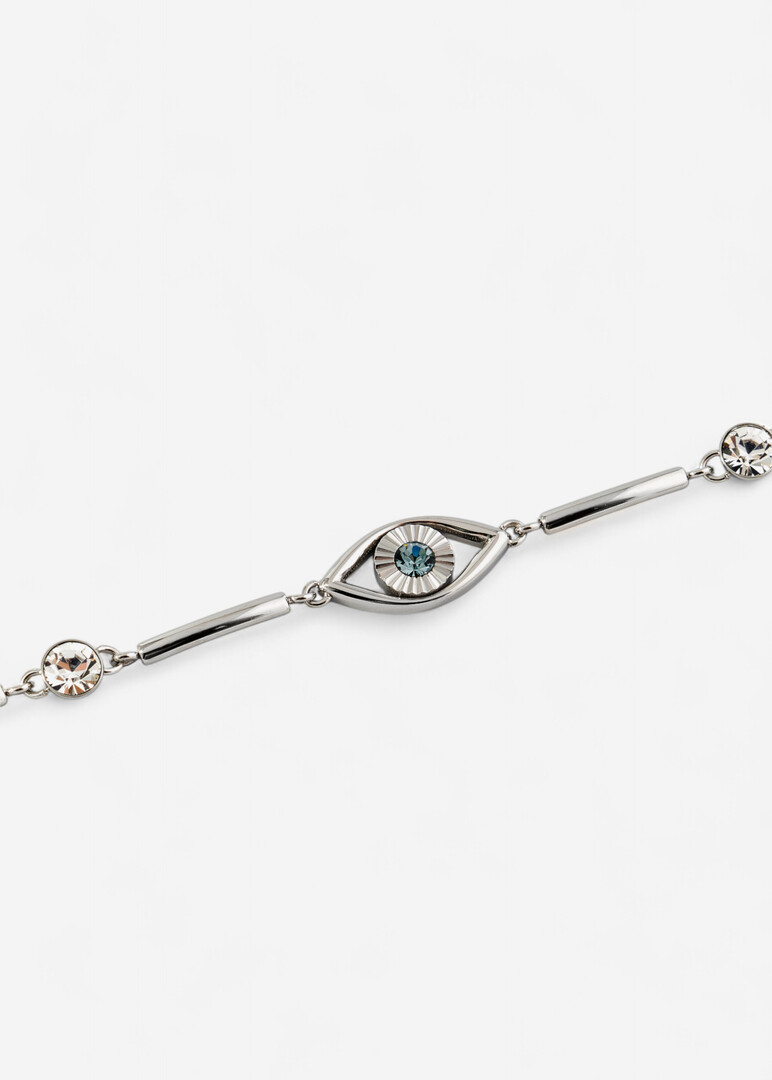 Silver Eye Bracelet with CHAKRA Crystals - EVIL EYE