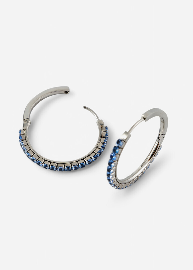 silver-tone blue cubic zirconia hoop earrings DESIDERI