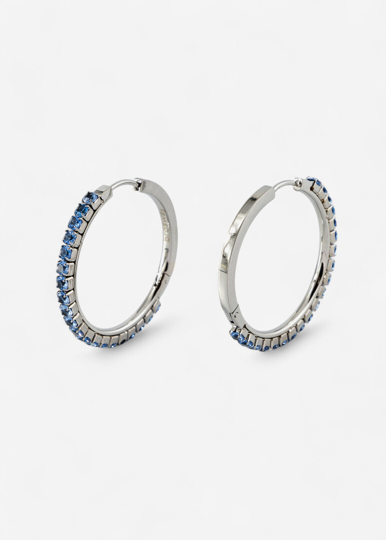 silver-tone blue cubic zirconia hoop earrings DESIDERI