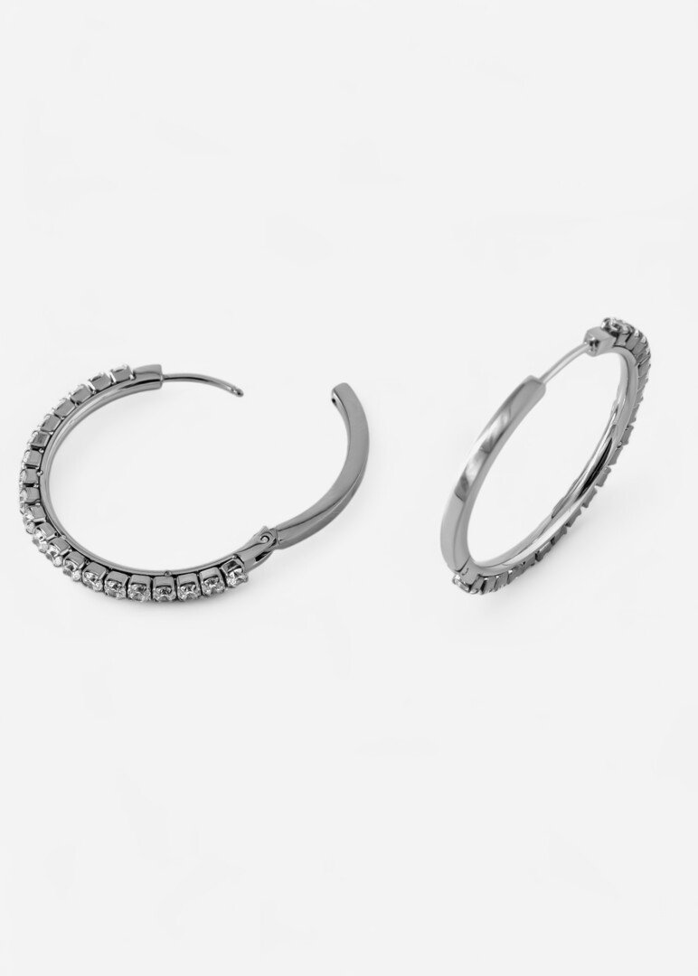 silver-tone white cubic zirconia hoop earrings DESIDERI