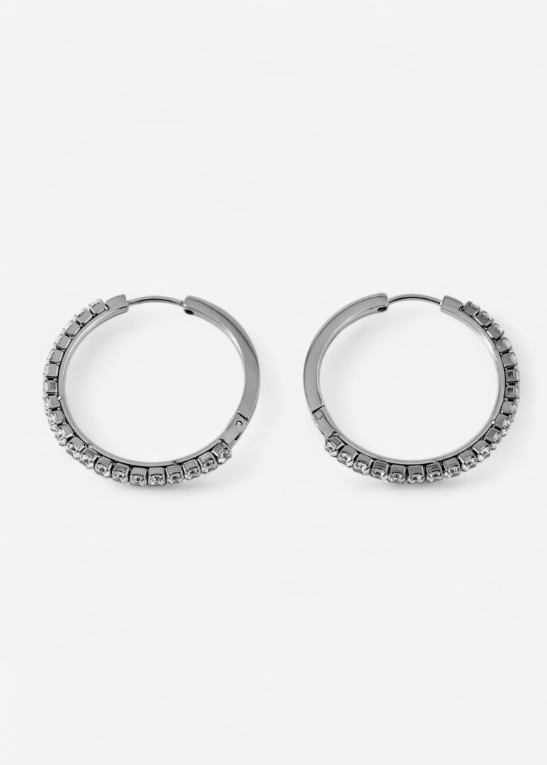 silver-tone white cubic zirconia hoop earrings DESIDERI