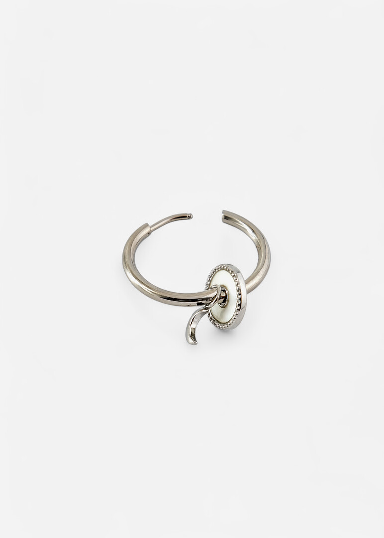 silver-tone white mother-of-pearl mono earring CHAKRA
