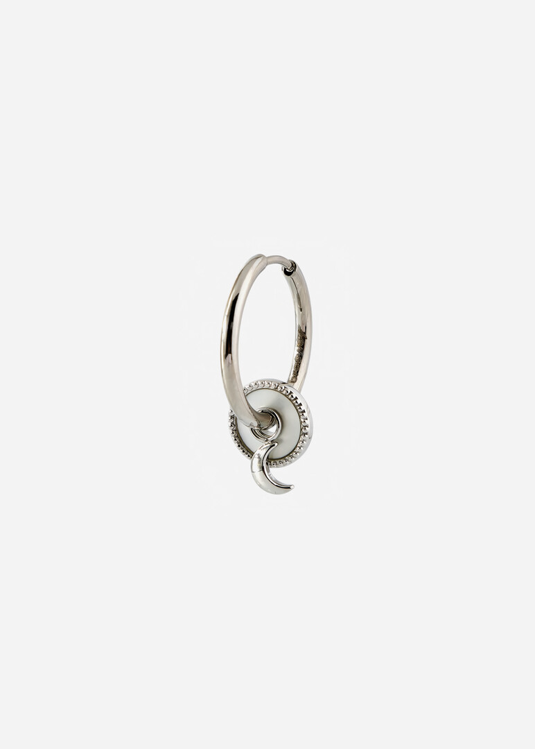 silver-tone white mother-of-pearl mono earring CHAKRA