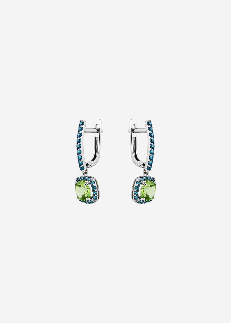 gold chrysolite and cubic zirconia earrings