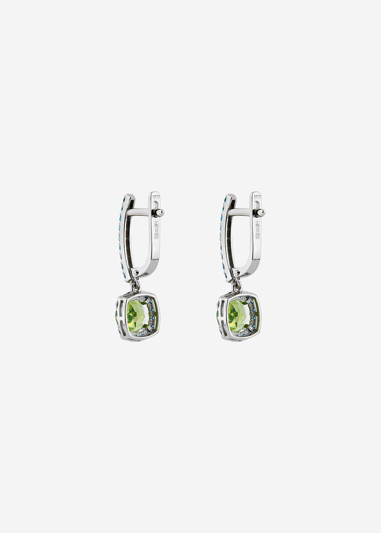 gold chrysolite and cubic zirconia earrings