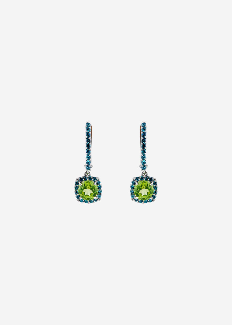 gold chrysolite and cubic zirconia earrings