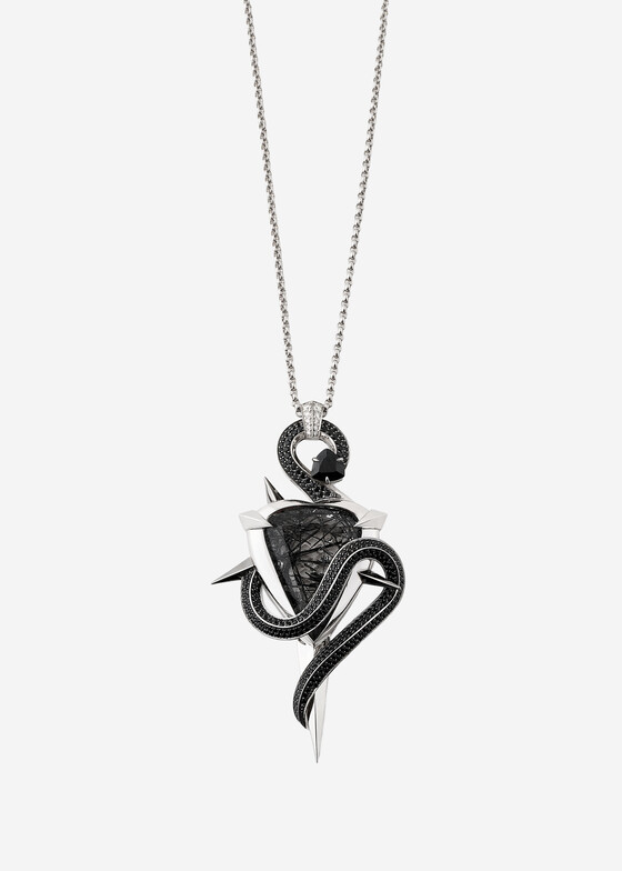 Акцентные колье COBRA JEWELRY Колье из белого золота с бриллиантами, кварцем и шпинелью