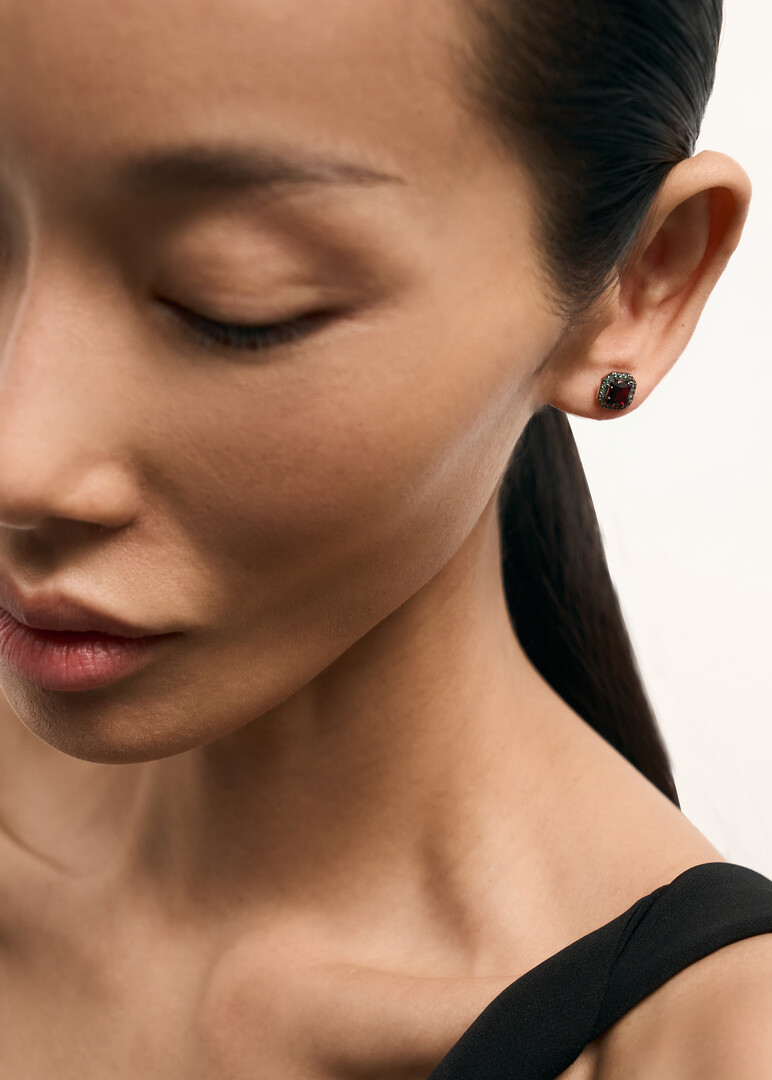 gold garnet and cubic zirconia earrings
