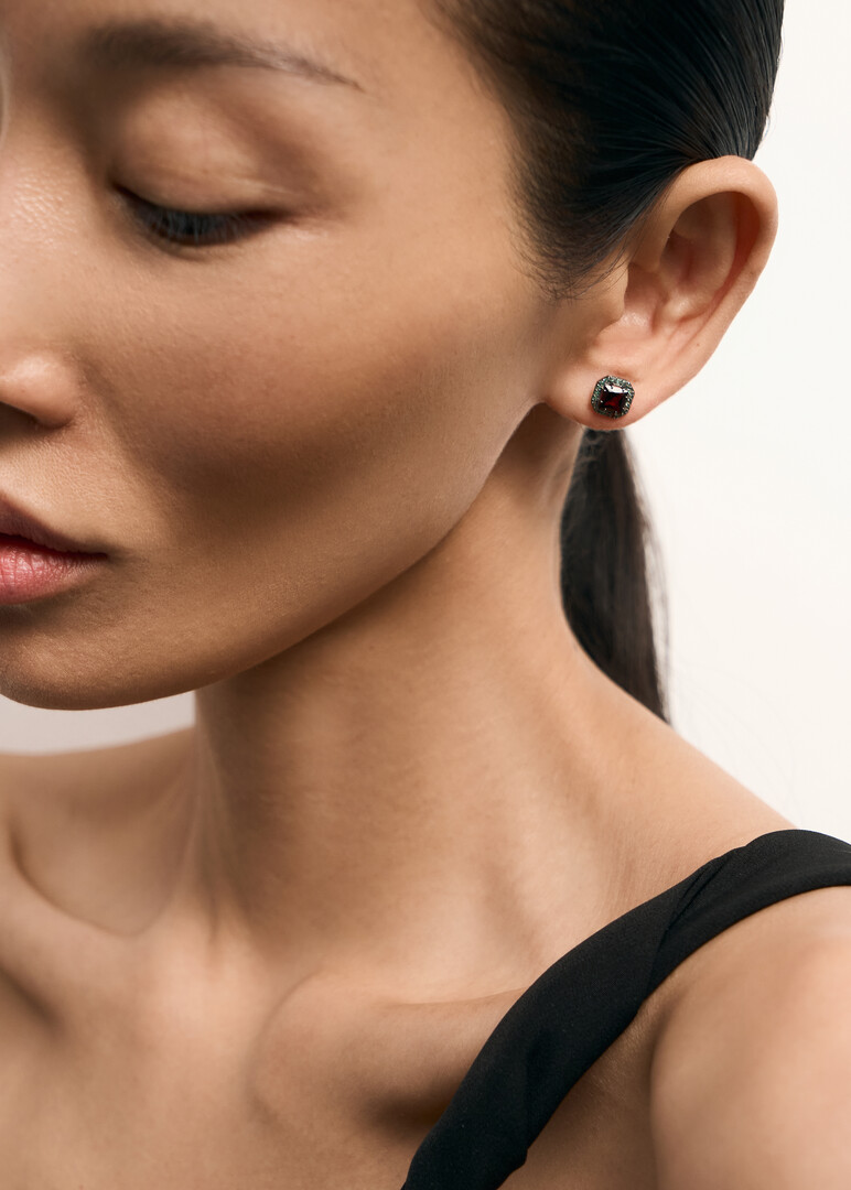 gold garnet and cubic zirconia earrings