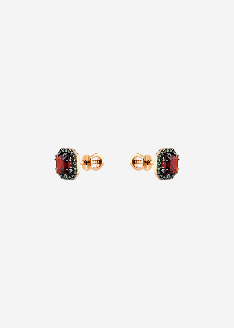 gold garnet and cubic zirconia earrings