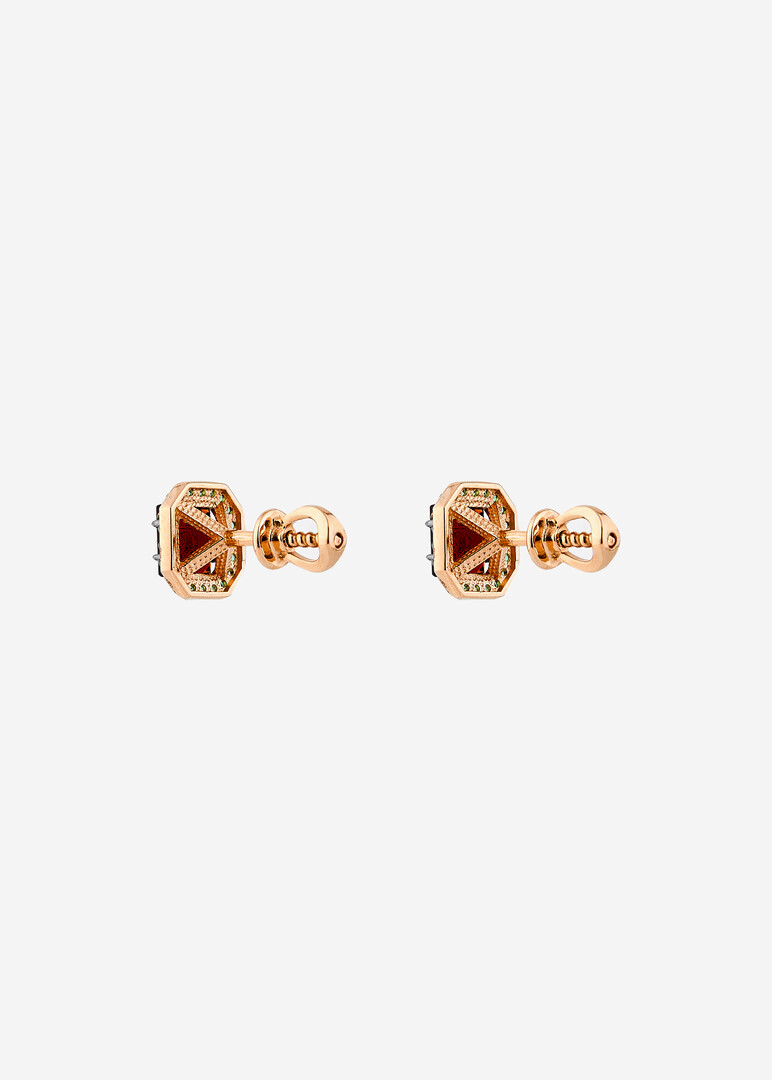 gold garnet and cubic zirconia earrings
