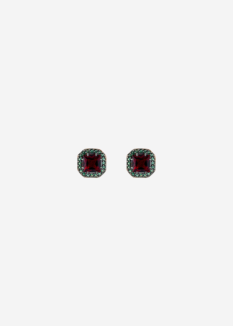 gold garnet and cubic zirconia earrings