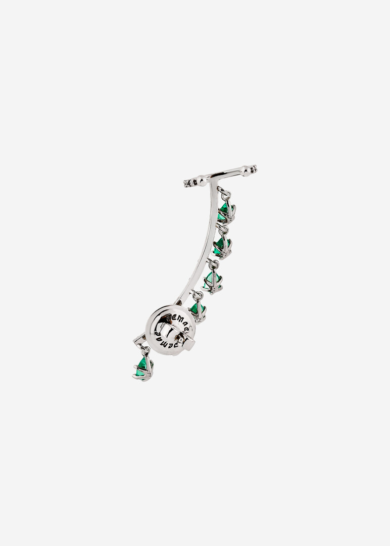 white gold synthetic emerald and lab-grown diamond cuff earring