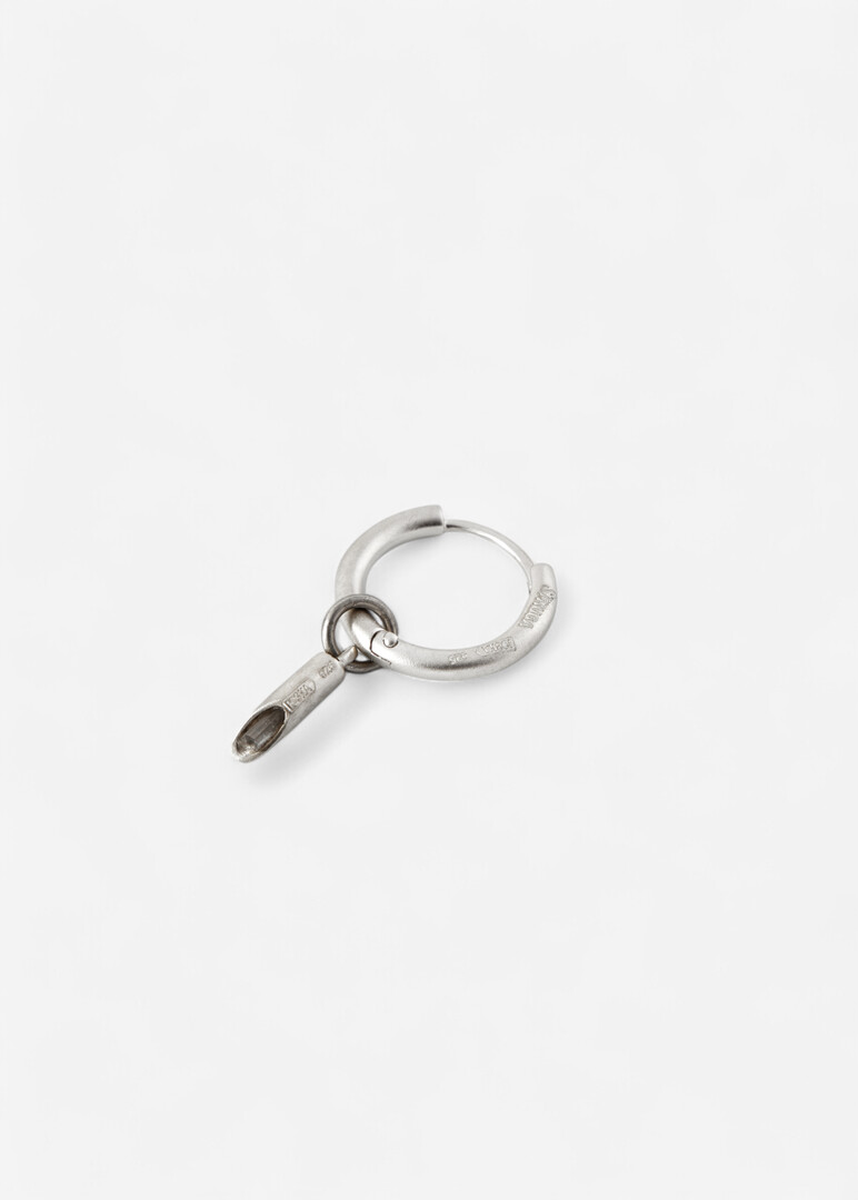 silver mono-earring with grey quartz