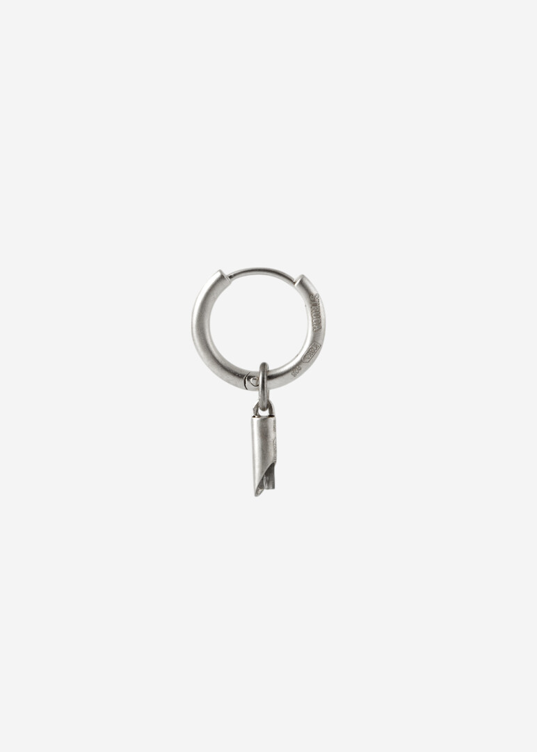 silver mono-earring with grey quartz