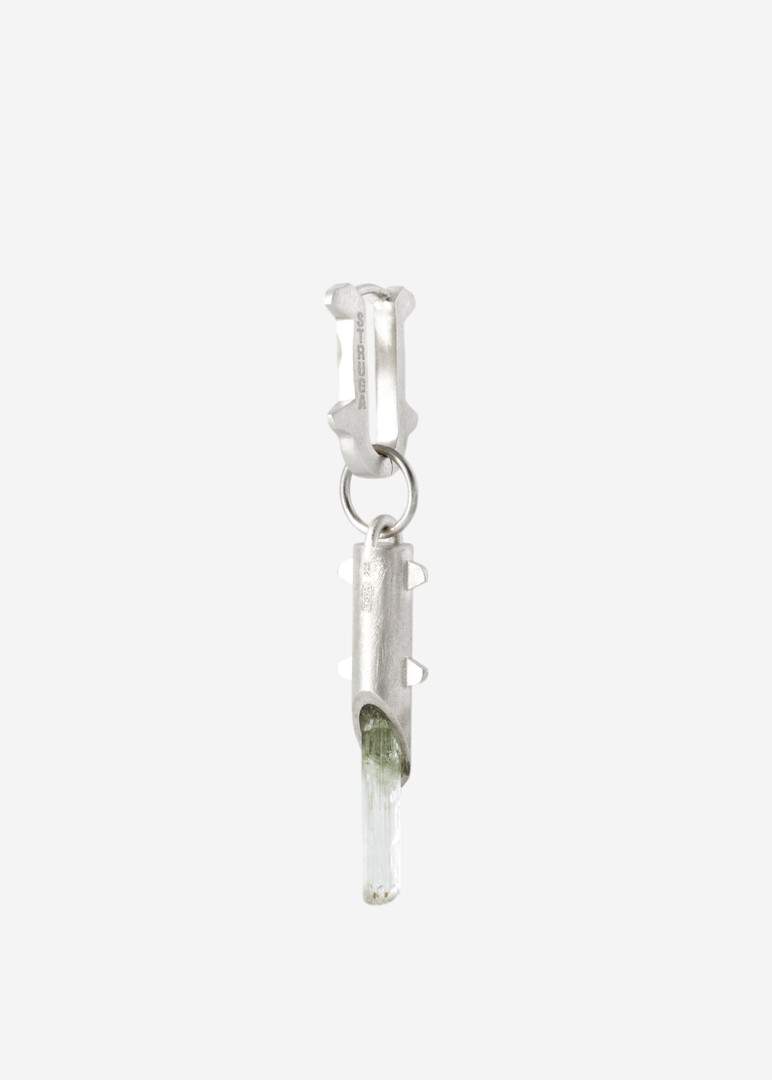 Single-earring made of silver with blue quartz