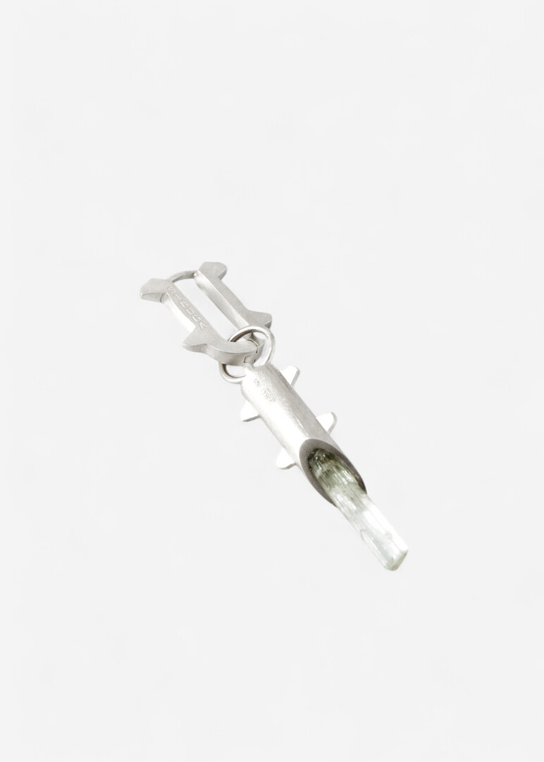 Single-earring made of silver with blue quartz