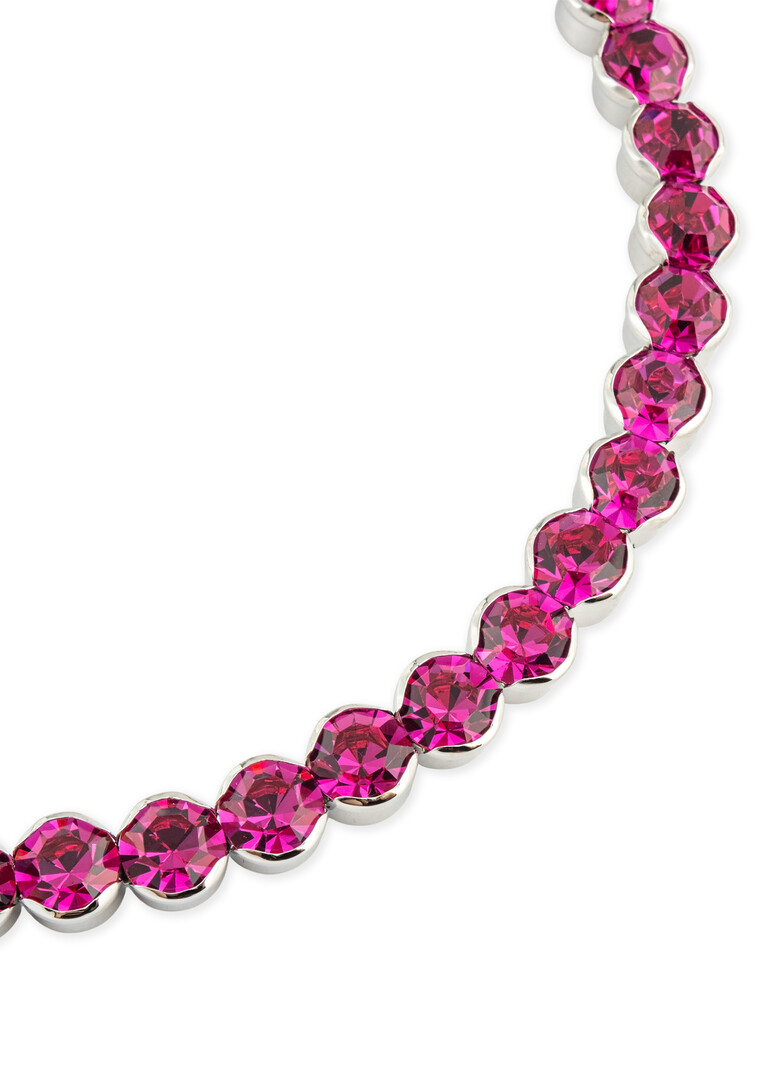 Bright pink choker with round crystals
