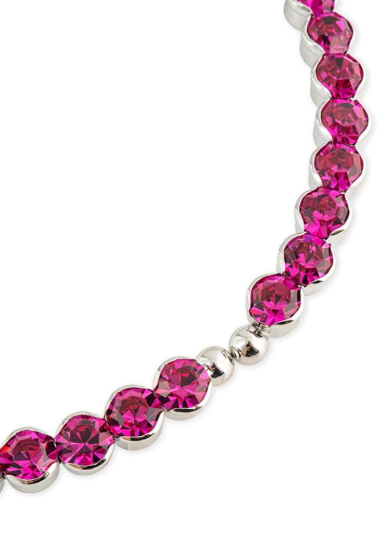 Bright pink choker with round crystals