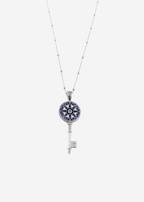 Кулоны и подвески MAJU enamel jewelry Кулон-ключ на цепочке из серебра с эмалью