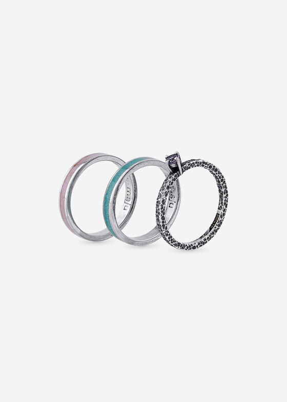 Сеты колец MAJU enamel jewelry Сет колец из серебра с эмалью и аметистом