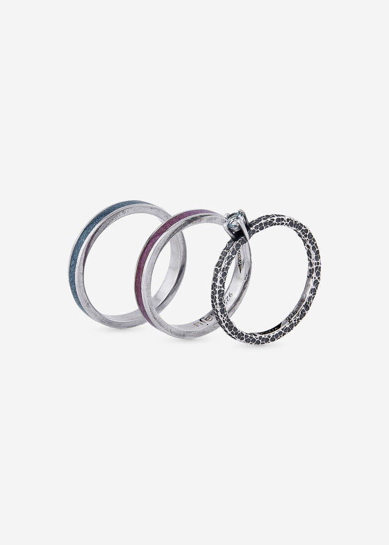 Сеты колец MAJU enamel jewelry Сет колец из серебра с эмалью и топазом
