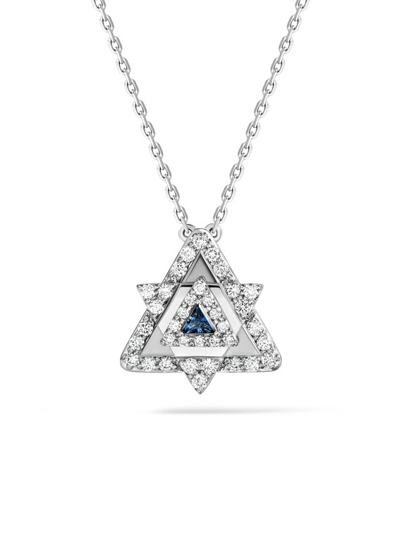 Колье Maya Gemstones Колье из белого золота с подвеской с бриллиантами и сапфиром