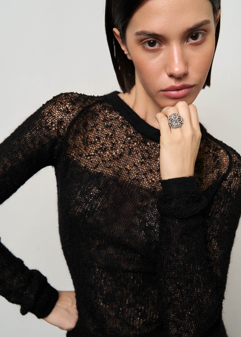 Dark Light m Silver Ring
