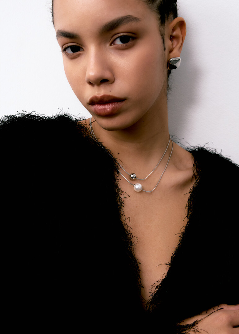 steel pearl necklace PERFECT