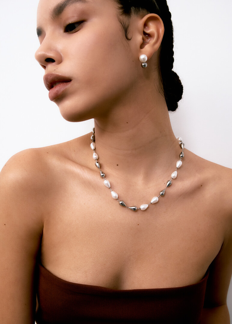 steel pearl necklace PERFECT
