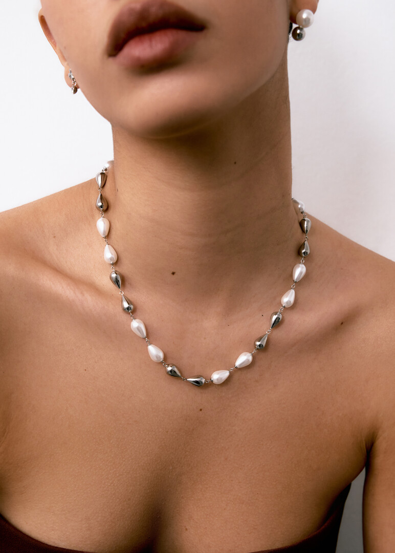 steel pearl necklace PERFECT