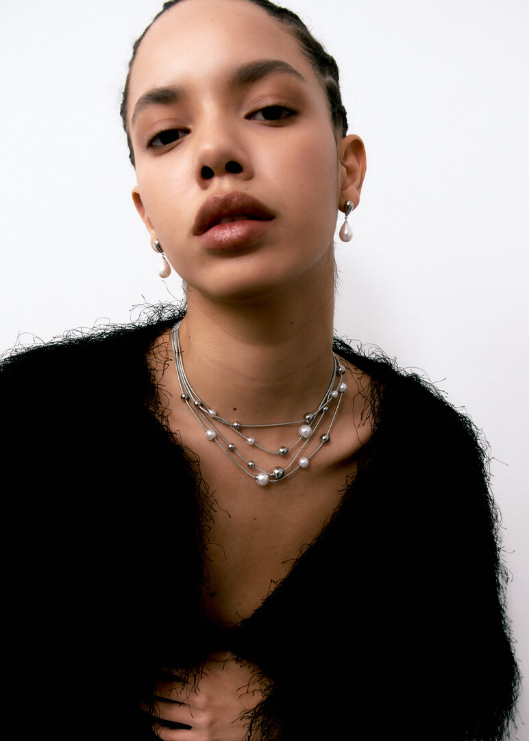 steel pearl necklace PERFECT