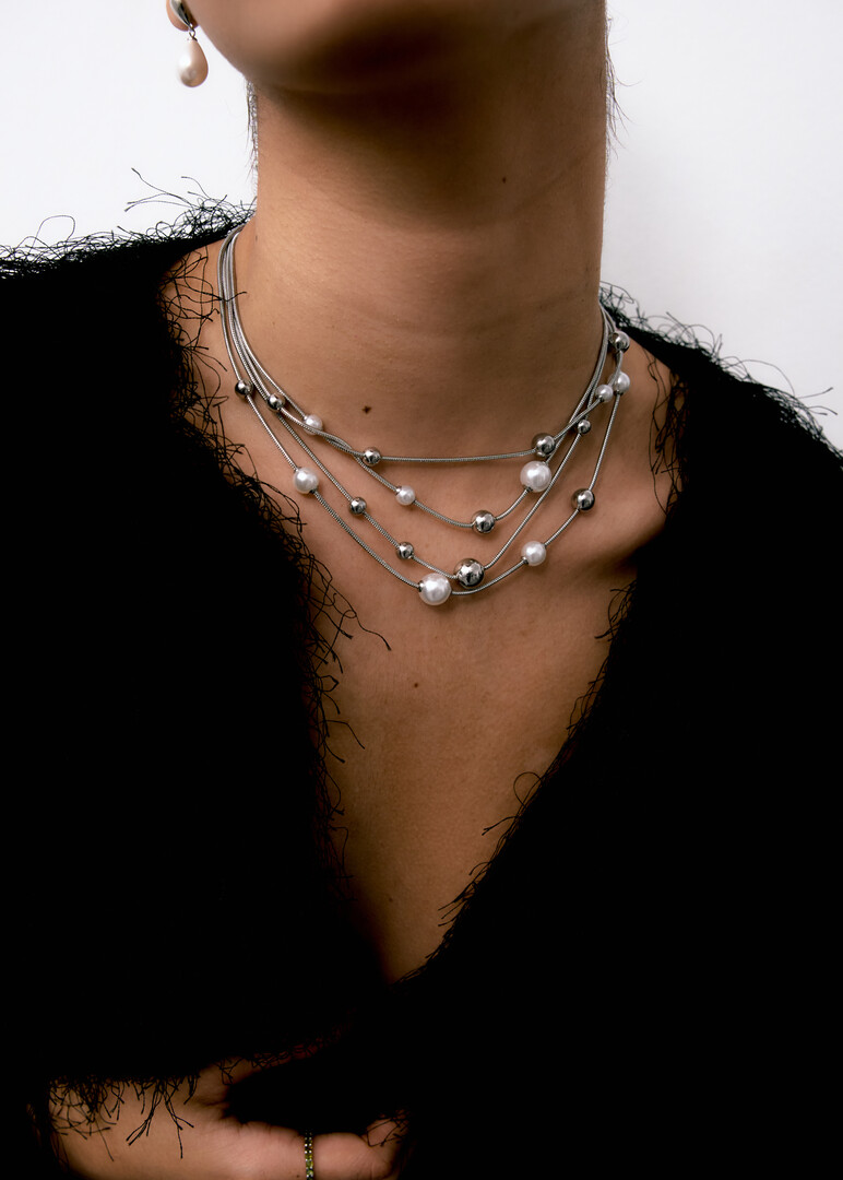 steel pearl necklace PERFECT