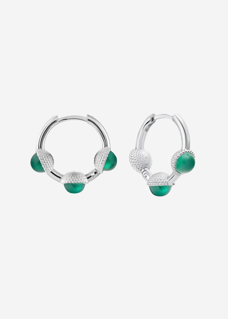 Серьги-кликеры из серебра «Колт» с хризопразами