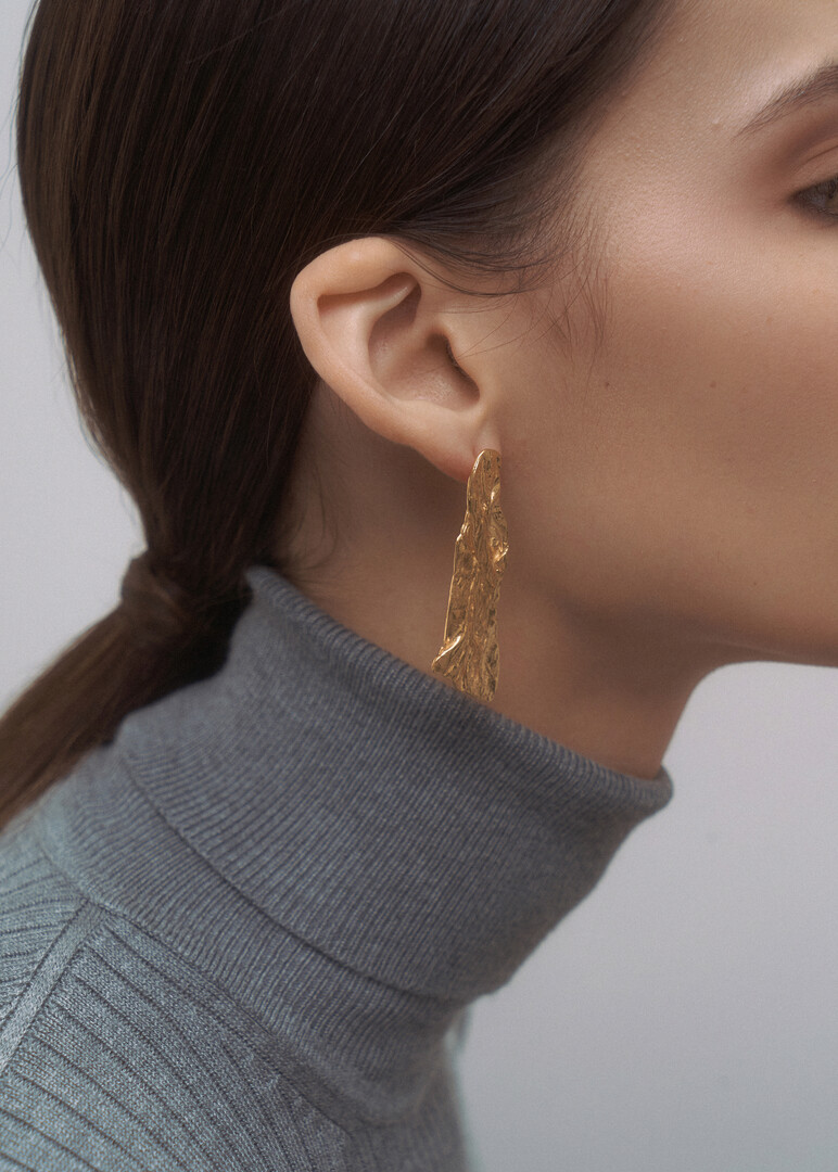 Gold-plated Long Stick Earrings