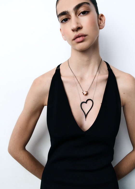Колье Dzhanelli Jewellery Колье из серебра с фианитами «Сердце в когтях» ROCK