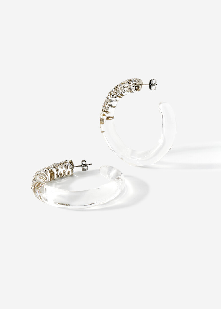 серебристые серьги confetti crystal lucite
