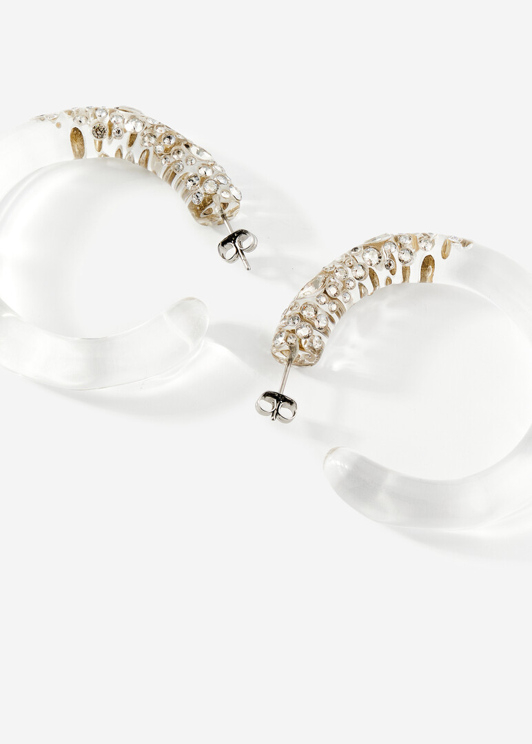 серебристые серьги confetti crystal lucite