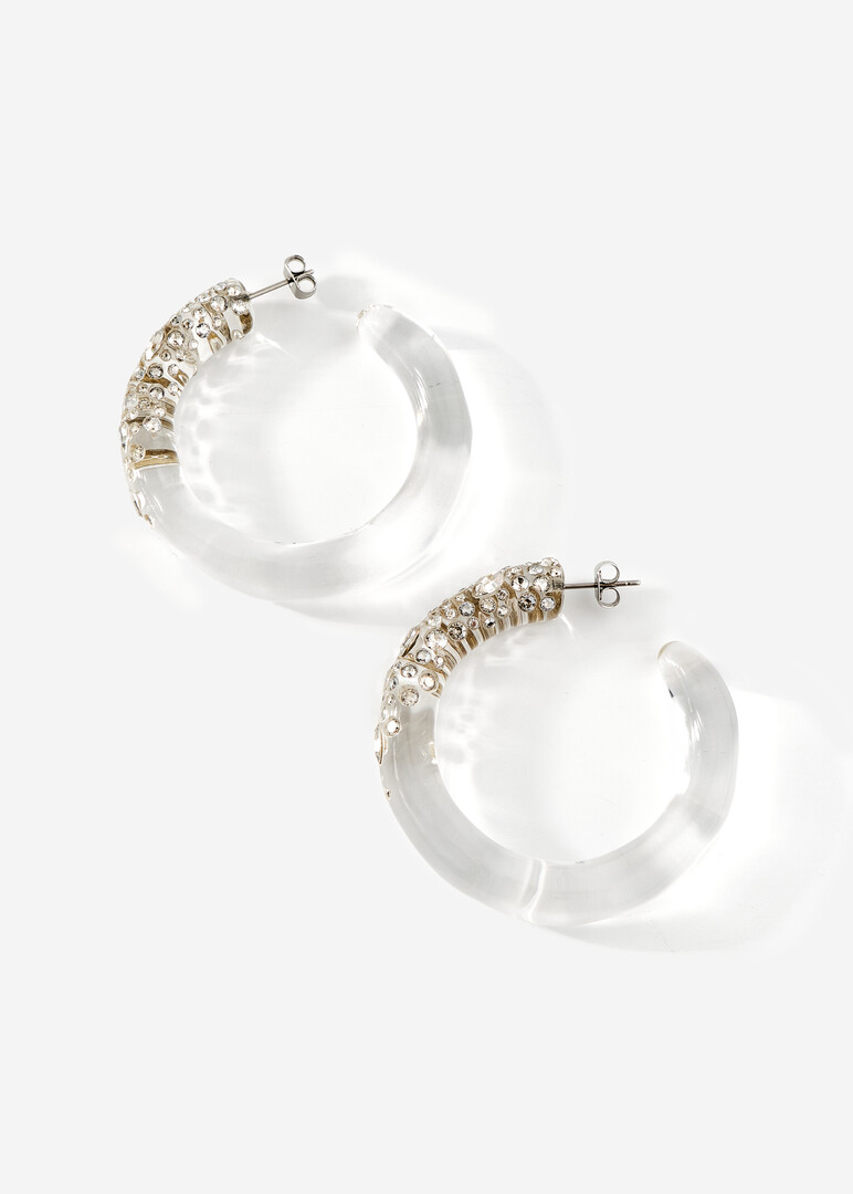 серебристые серьги confetti crystal lucite